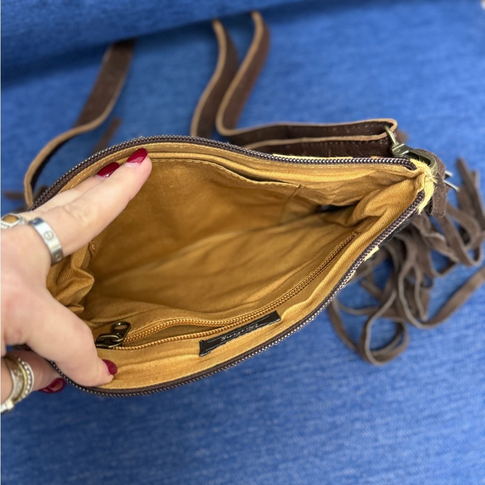 American Darling NWT leopard cowhide fringe leather Crossbody Bag purse - Picture 2 of 2